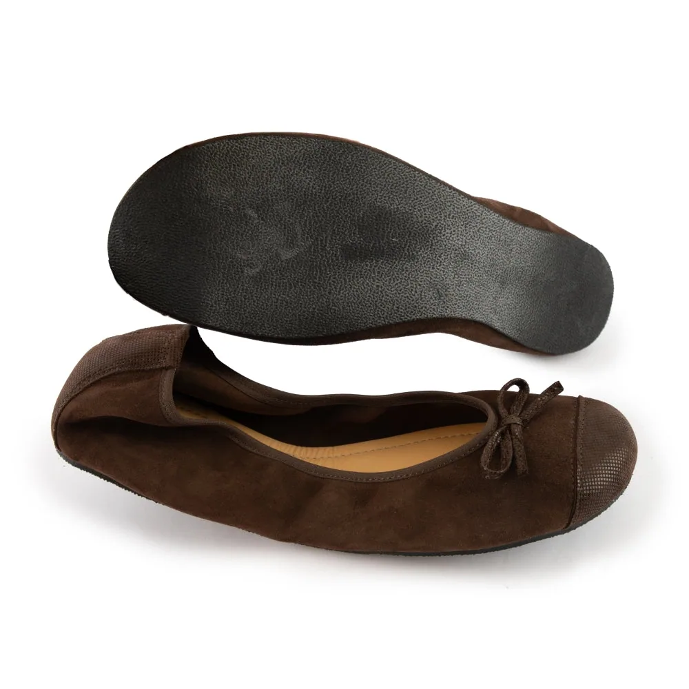 Женские балетки ZAQQ TWIST Velours Brown (коричневый цвет), фото 2